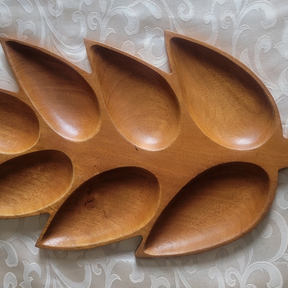 Vintage Handmade Carved Wood Serving Tray - Picture 4 of 9